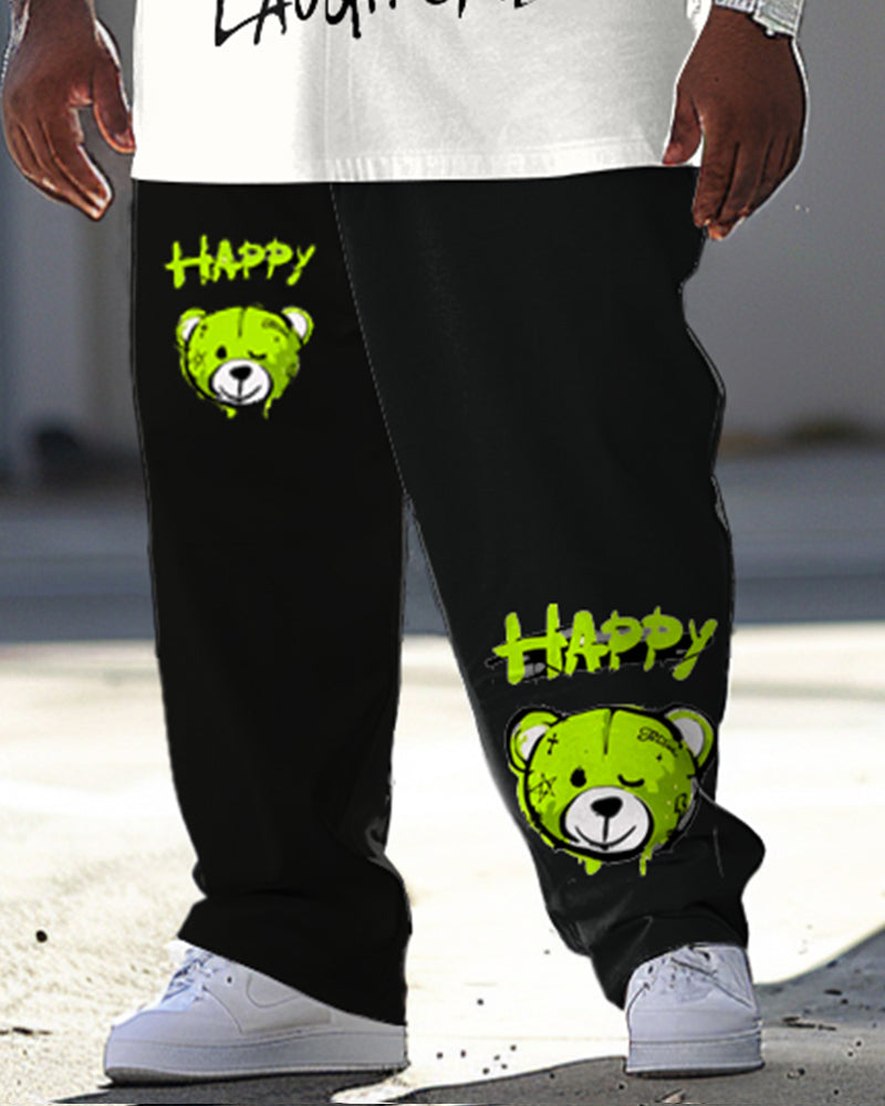 Big & Tall Graffiti Streetwear T-Shirt Pants Set for big men view 3