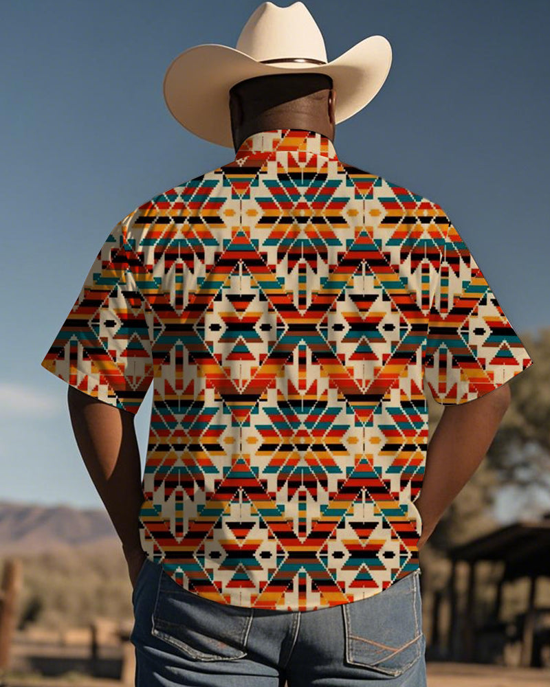 Big & Tall Western Graphic Short Sleeve Shirt for big men view 2