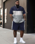 Big & Tall Colorblock T-Shirt Shorts Set for big men view 1