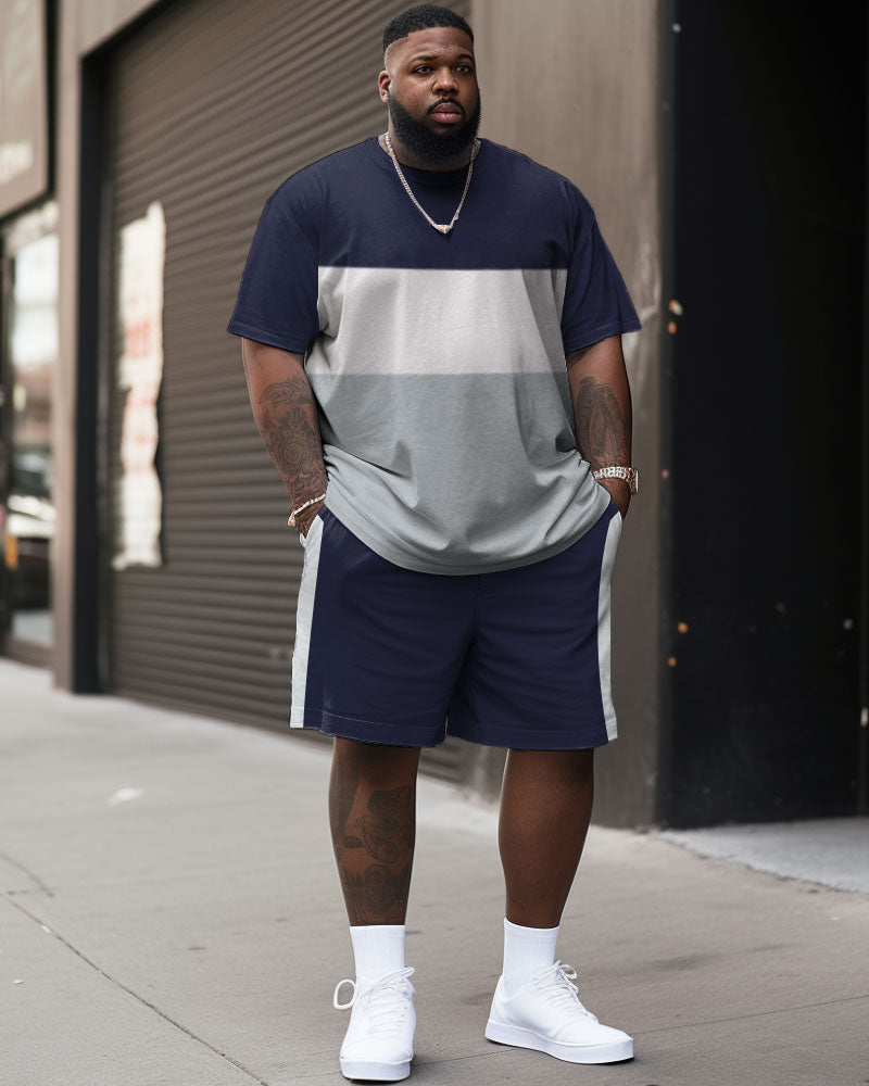 Big & Tall Colorblock T-Shirt Shorts Set for big men view 1