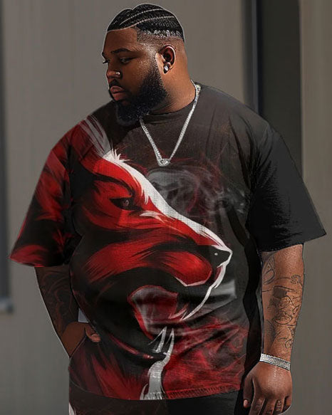 Big & Tall Graphic Streetwear Two-piece Set for big men view 2
