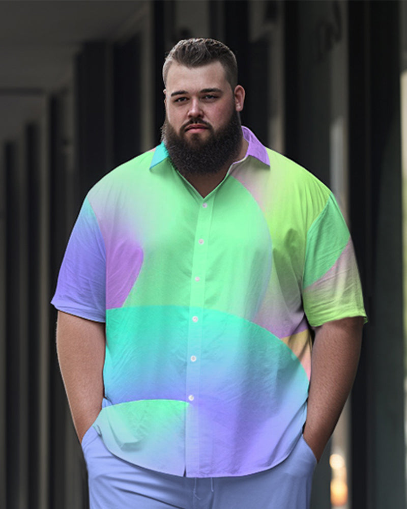 Big & Tall Gradient Geometric T-Shirt Pants Set for big men view 2