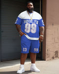 Big & Tall Colorblock Graphic T-Shirt Shorts Set for big men view 2