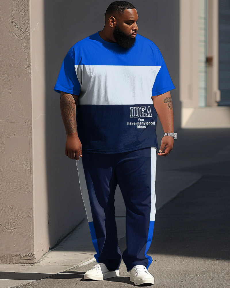 Big & Tall Colorblock Graphic Two-piece Set for big men view 1