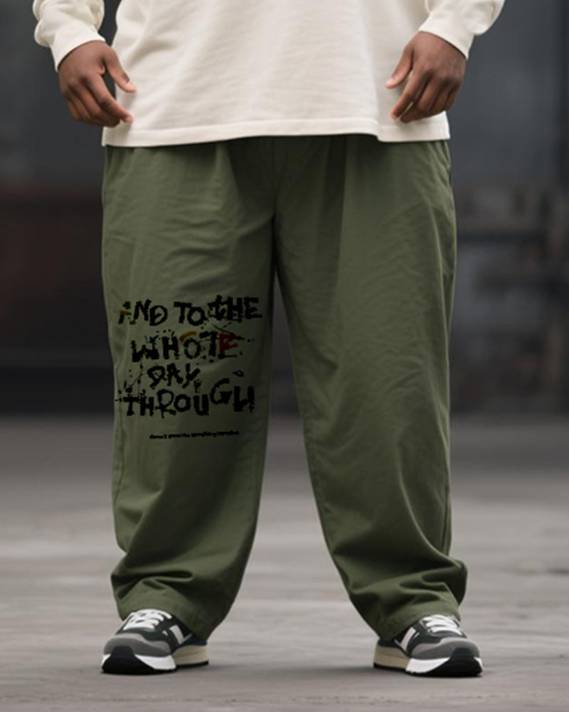 Big & Tall Graphic Graffiti T-Shirt Pants Set for big men view 3