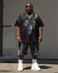 Big & Tall Graphic Streetwear T-Shirt Shorts Set for big men view 1