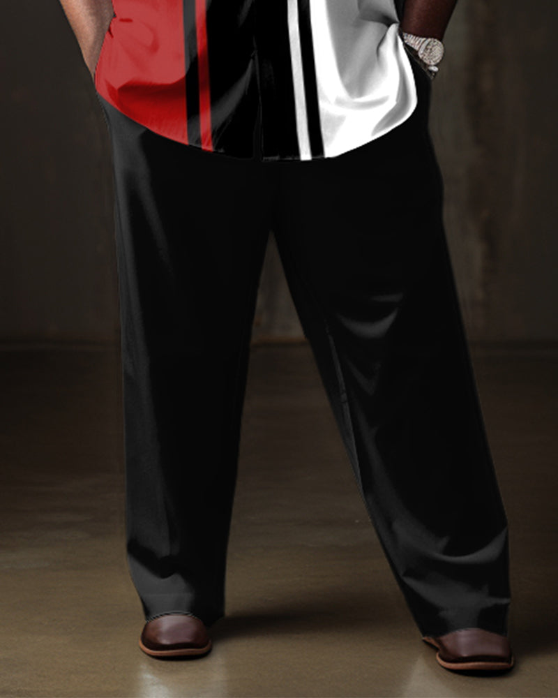 Big & Tall Black Red Business Casual Two-piece Set for big men view 3