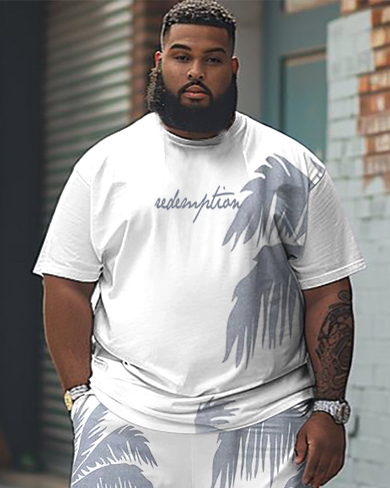 Big & Tall Hawaiian Graphic T-Shirt Shorts Set for big men view 2