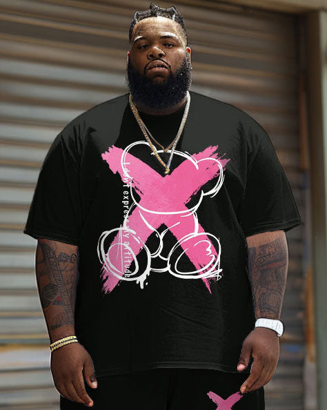 Big & Tall Graphic Graffiti T-Shirt Shorts Set for big men view 3