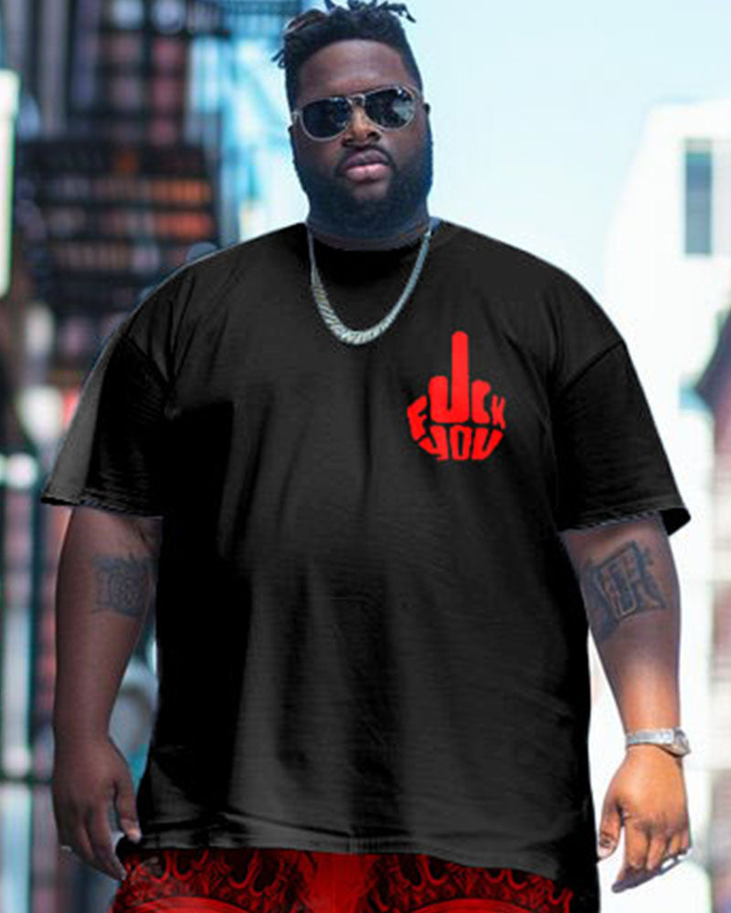 Big & Tall Graphic Streetwear T-Shirt Shorts Set for big men view 2
