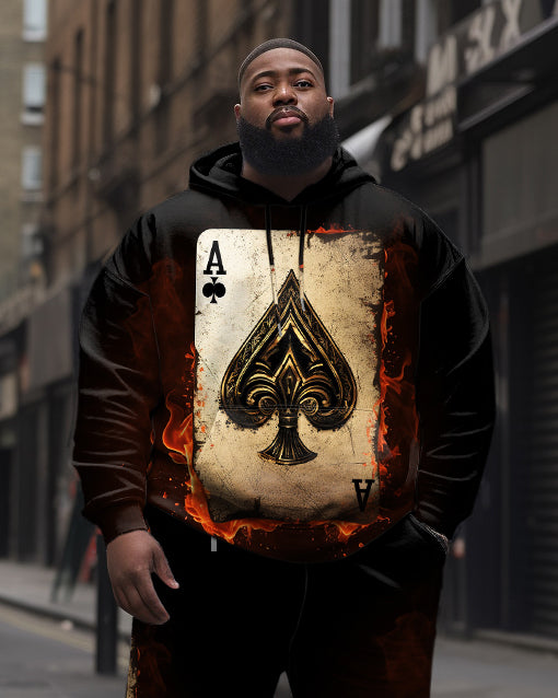 Big & Tall Streetwear Vintage Hoodie Sweatpants Set for big men view 2