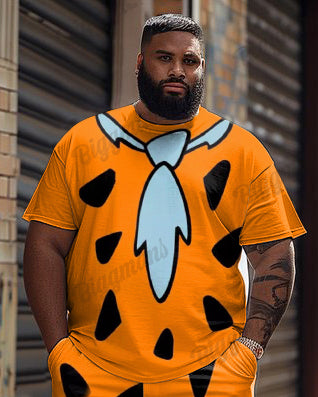 Big & Tall Graphic Vintage T-Shirt Shorts Set for big men view 2