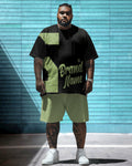 Big & Tall Graphic Streetwear T-Shirt Shorts Set for big men view 1