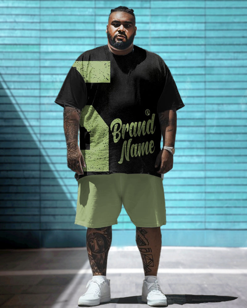 Big & Tall Graphic Streetwear T-Shirt Shorts Set for big men view 1
