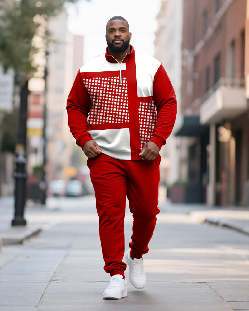 Big & Tall Colorblock Geometric Two-piece Set for big men view 2