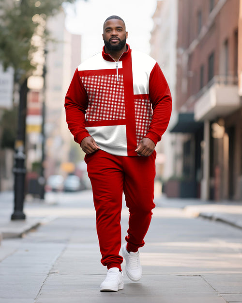Big & Tall Colorblock Geometric Two-piece Set for big men view 2