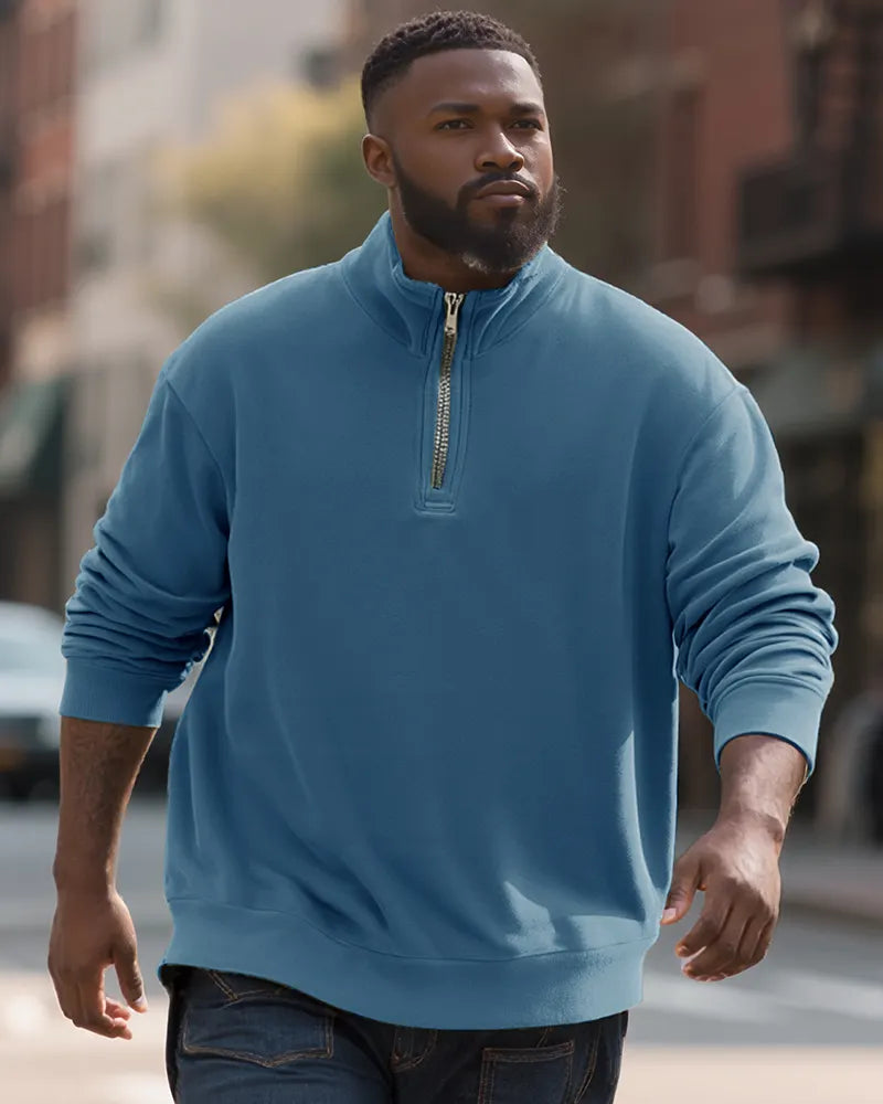 Big & Tall Blue Solid Color Polo Shirt for big men view 19