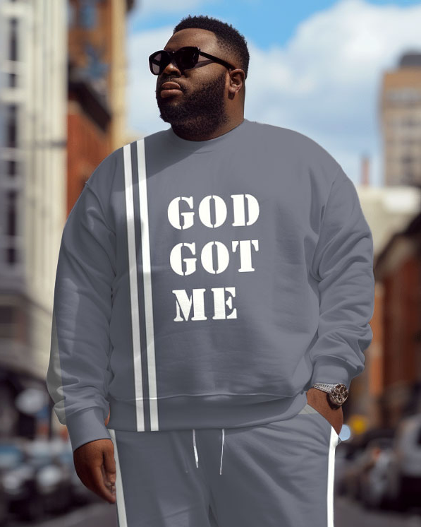 Big & Tall Graphic Hoodie Sweatpants Set for big men view 2