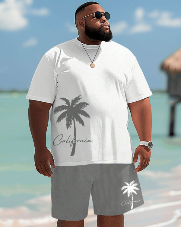 Big & Tall Hawaiian Tropical T-Shirt Shorts Set for big men view 1