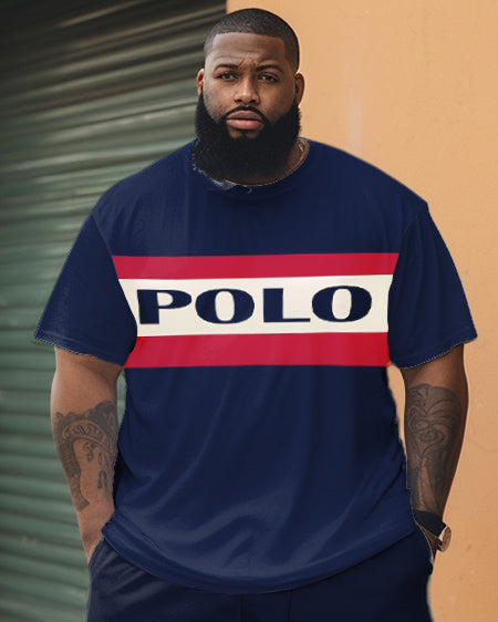 Big & Tall Business Casual T-Shirt Shorts Set for big men view 2