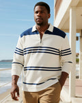 Big & Tall Blue Striped Graphic Polo Shirt for big men