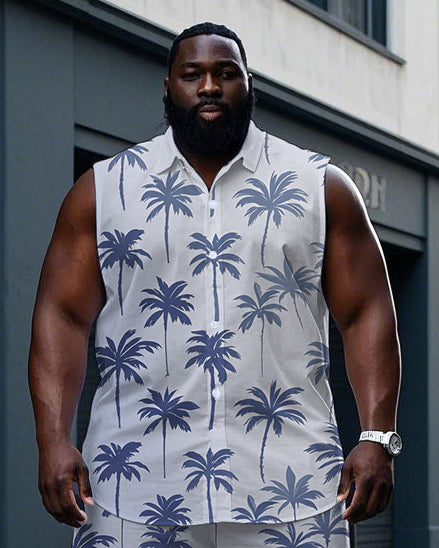 Big & Tall Hawaiian T-Shirt Shorts Set for big men view 2