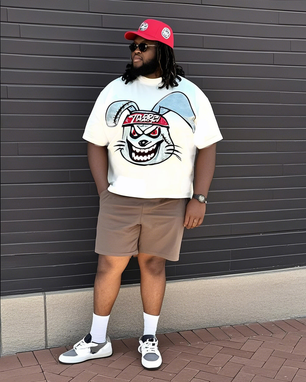Big & Tall Graphic T-Shirt Shorts Set for big men view 1