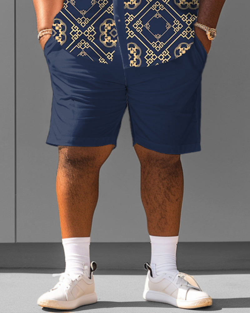Big & Tall Streetwear Vintage T-Shirt Shorts Set for big men view 3