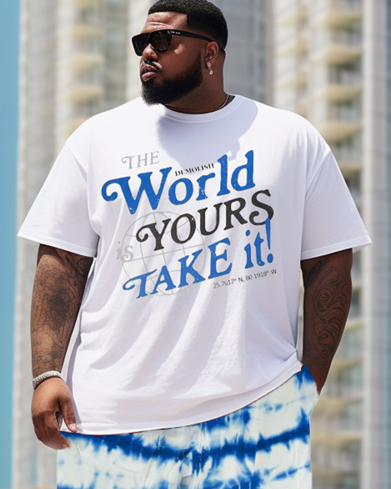 Big & Tall Graphic Streetwear Two-piece Set for big men view 2