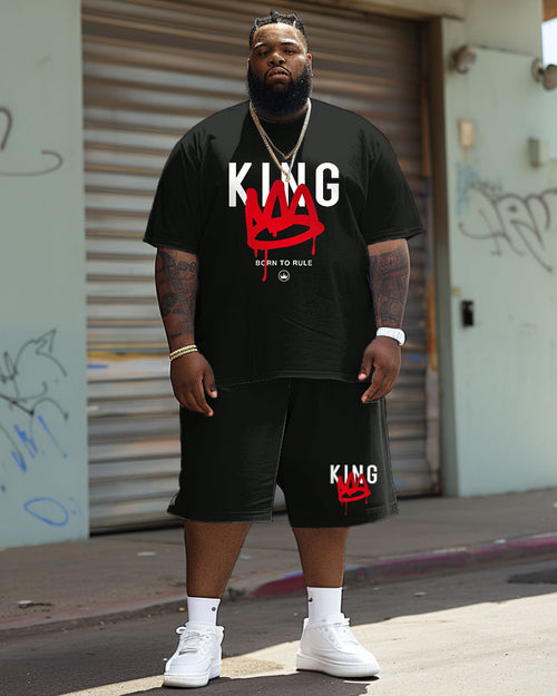 Big & Tall Graphic Graffiti T-Shirt Shorts Set for big men view 2