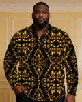 Big & Tall Black Business Casual Long Sleeve Shirt for big men view 1