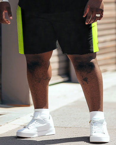 Big & Tall Colorblock Striped T-Shirt Shorts Set for big men view 4