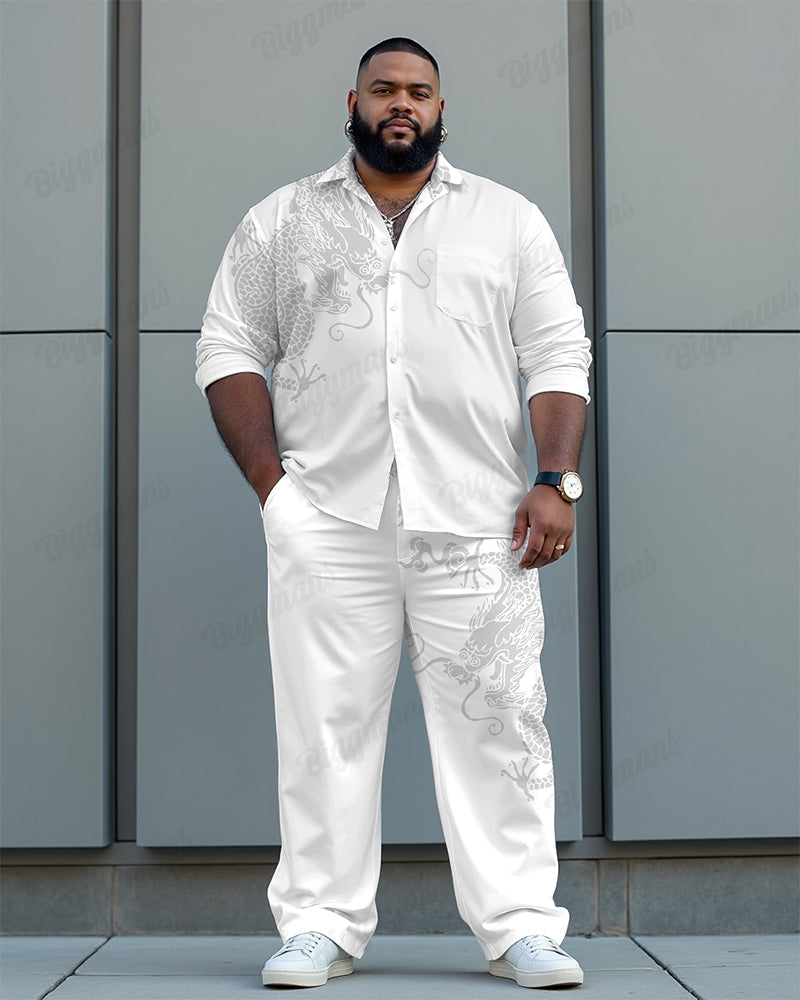 Big & Tall Business Casual Streetwear Two-piece Set for big men view 1