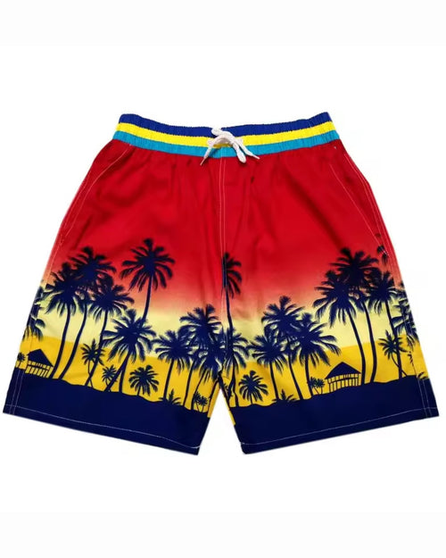 Big & Tall Red Hawaiian Gradient Shorts for big men