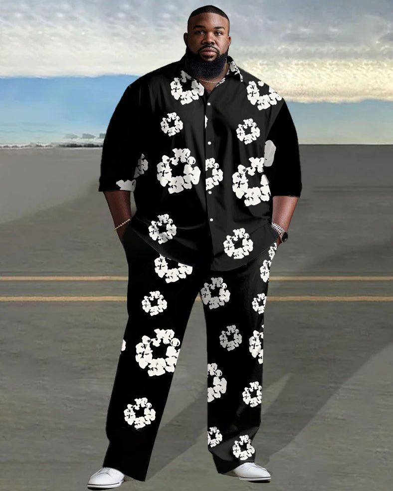 Big & Tall Denim Graphic Floral Two-piece Set for big men view 1