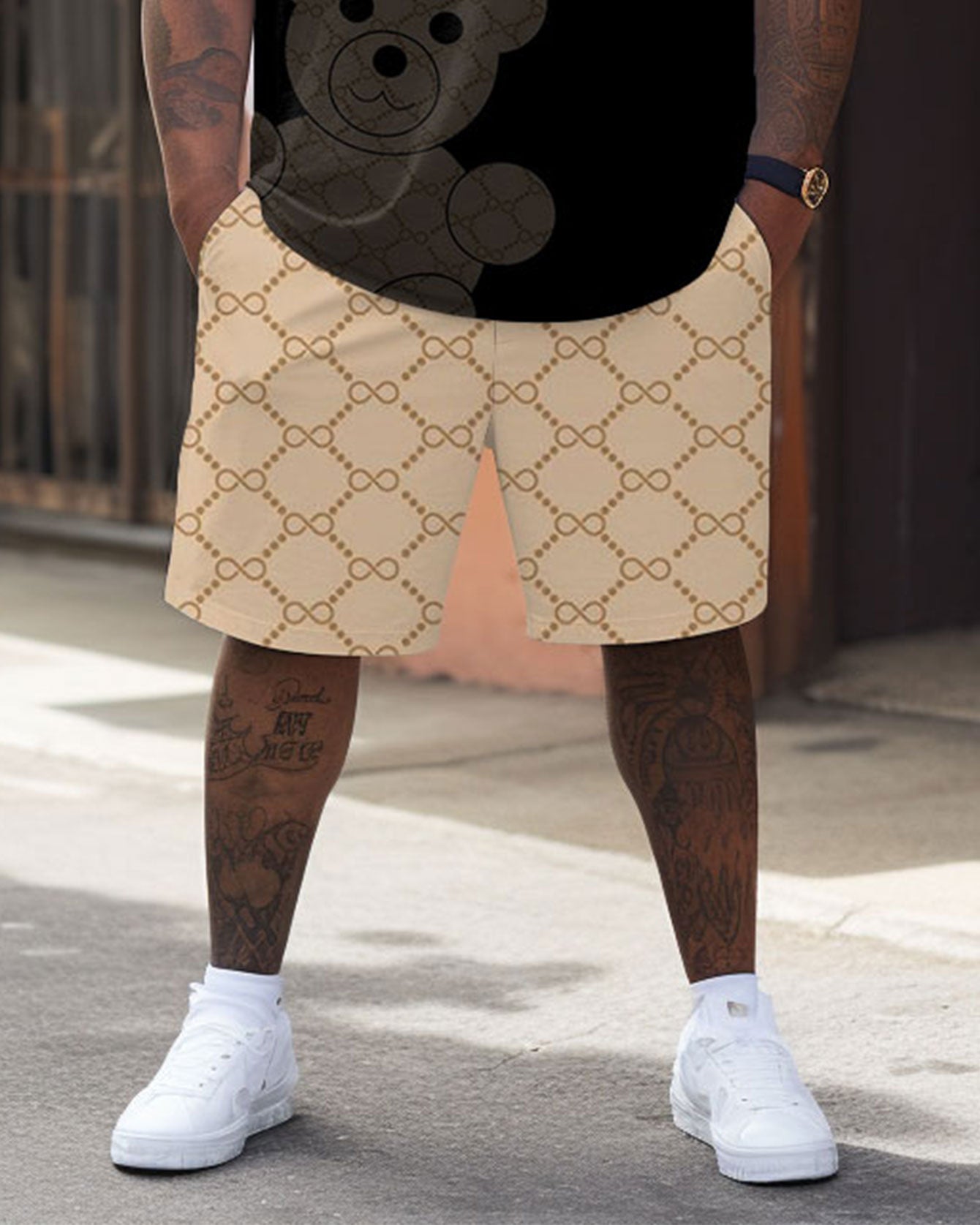 Big & Tall Graphic T-Shirt Shorts Set for big men view 3