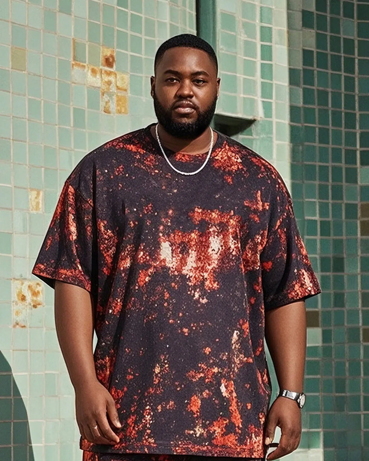 Big & Tall Vintage T-Shirt Shorts Set for big men view 2