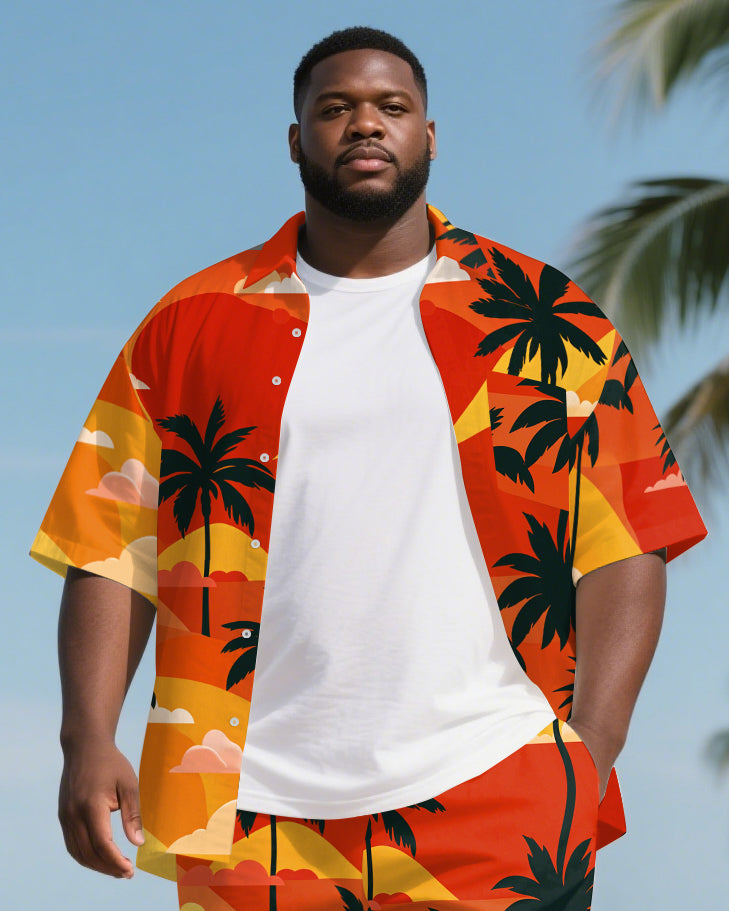 Big & Tall Hawaiian T-Shirt Shorts Set for big men view 2