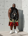 Big & Tall Black Colorblock Two-piece Set for big men view 1
