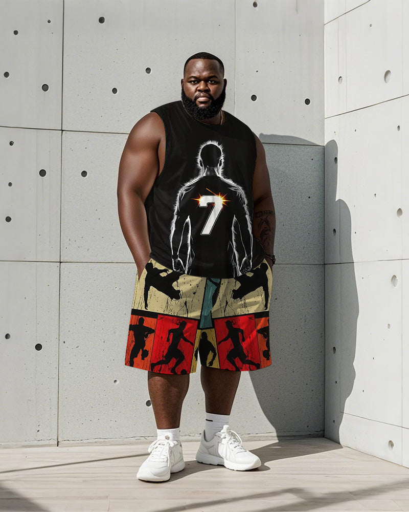 Big & Tall Black Colorblock Two-piece Set for big men view 1