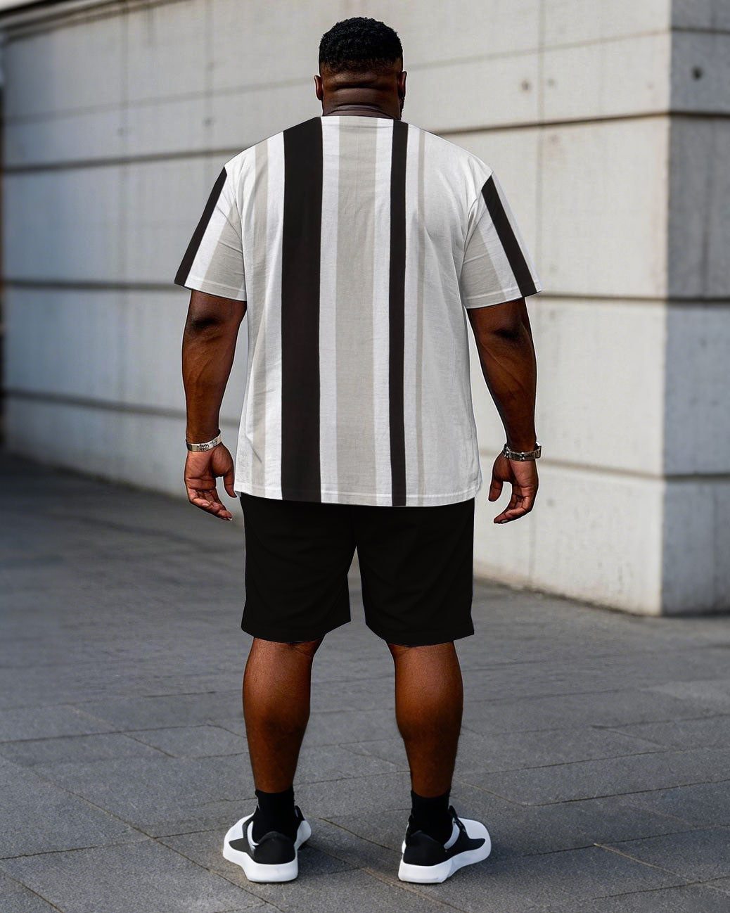 Big & Tall Colorblock T-Shirt Shorts Set for big men view 4