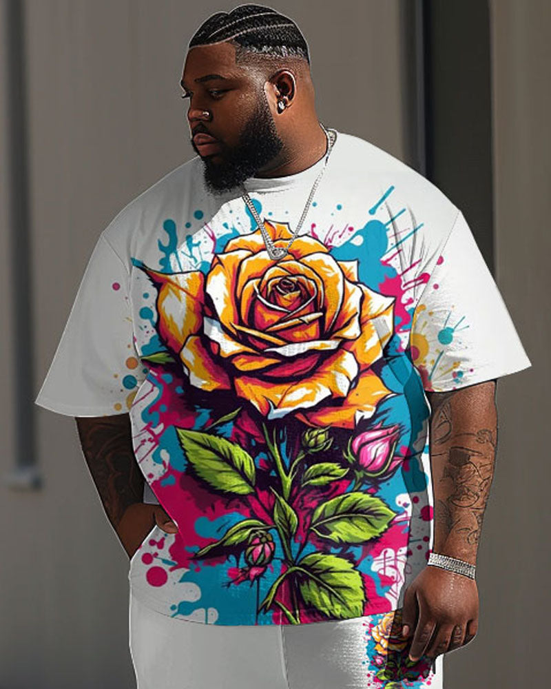 Big & Tall Graphic Graffiti T-Shirt Pants Set for big men view 2