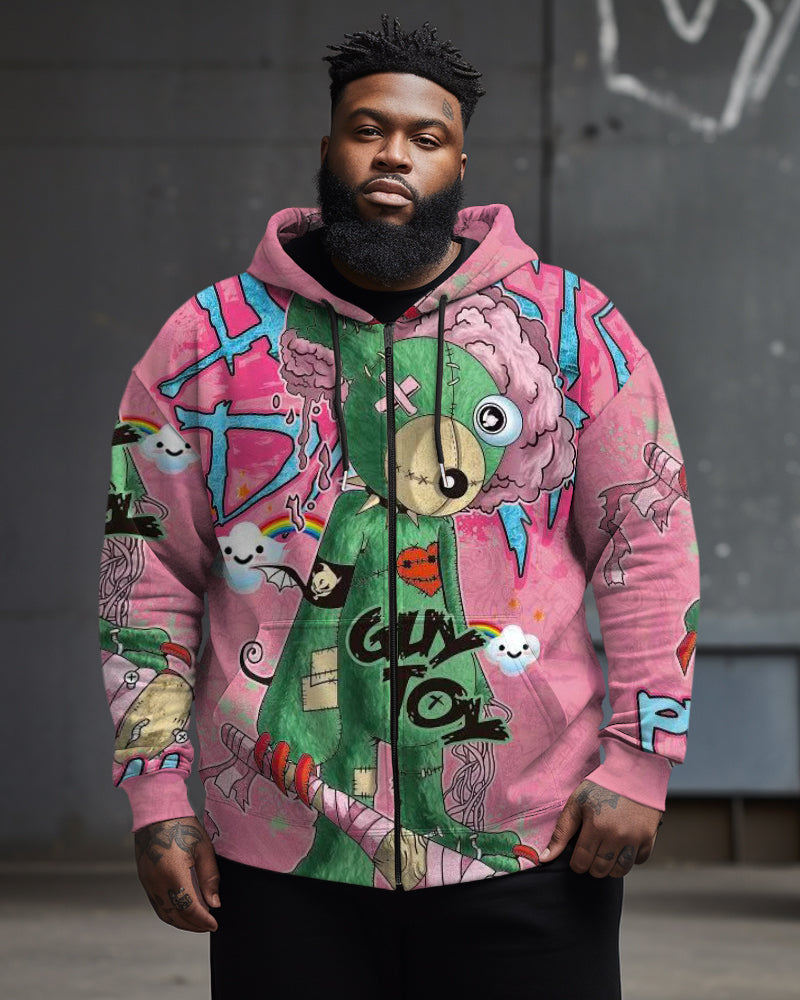 Big & Tall Pink Graffiti Hoodie Sweatpants Set for big men