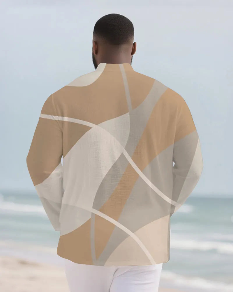 Big & Tall Colorblock Geometric Long Sleeve Shirt for big men view 3