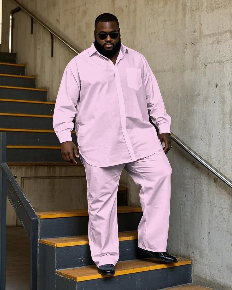 Big & Tall Solid Color T-Shirt Pants Set for big men view 9