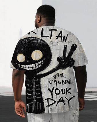 Big & Tall Graphic T-Shirt Shorts Set for big men view 2