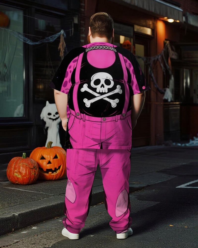Big & Tall Pink Skull T-Shirt Pants Set for big men view 4