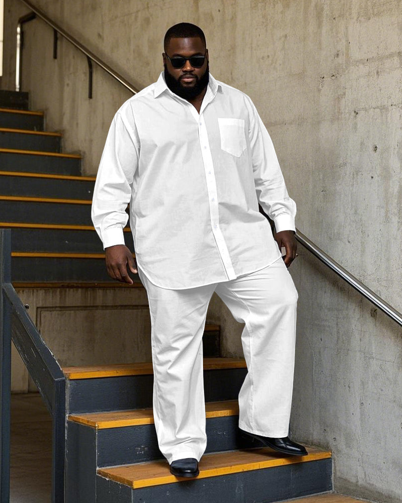 Big & Tall Solid Color T-Shirt Pants Set for big men view 1