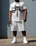 Big & Tall Graphic Skull T-Shirt Shorts Set for big men view 1