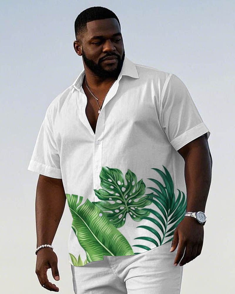 Big & Tall Hawaiian Graphic T-Shirt Shorts Set for big men view 2